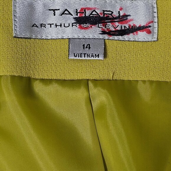 Tahari Woman's Chartreuse Green Short Open Tailored Lined Jacket Blazer - Picture 2 of 10